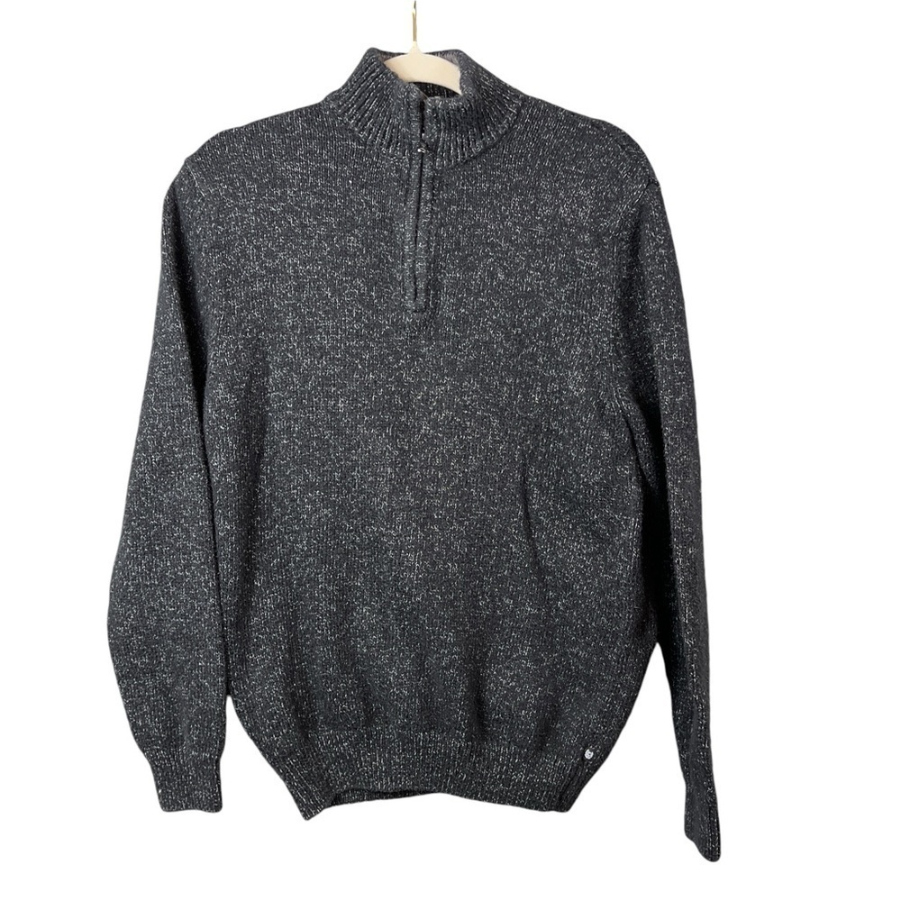 Chaps Ralph Lauren Sweater Men's Small Quarter Zip Mottled Black Pull Over